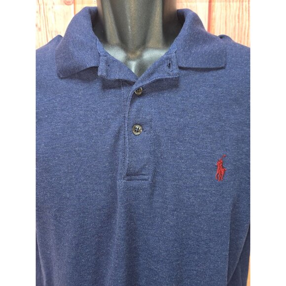 Polo Ralph Lauren Mens Navy Polo Shirt Medium Pima Stretch Mesh - Picture 3 of 8